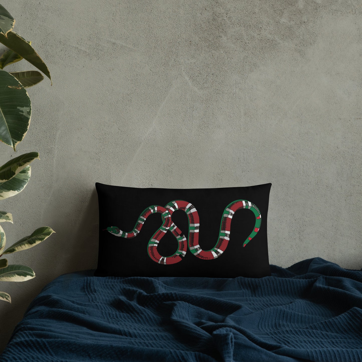 Designer Snakes On Black Premium Pillow - HipHatter