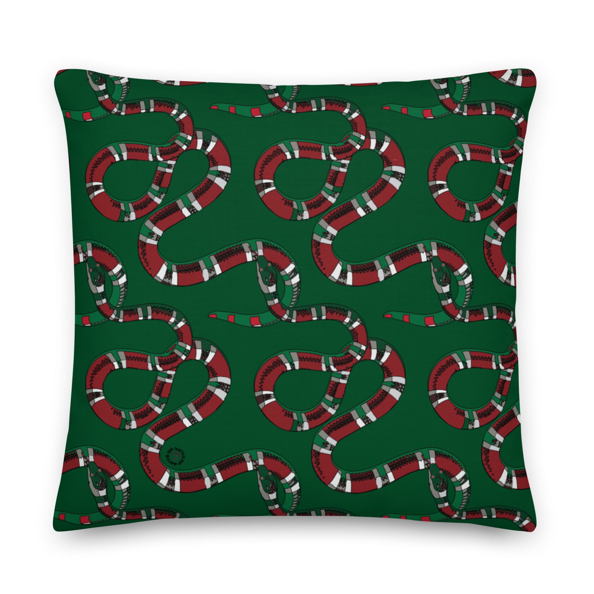 Designer Snakes On Green Premium Pillow - HipHatter
