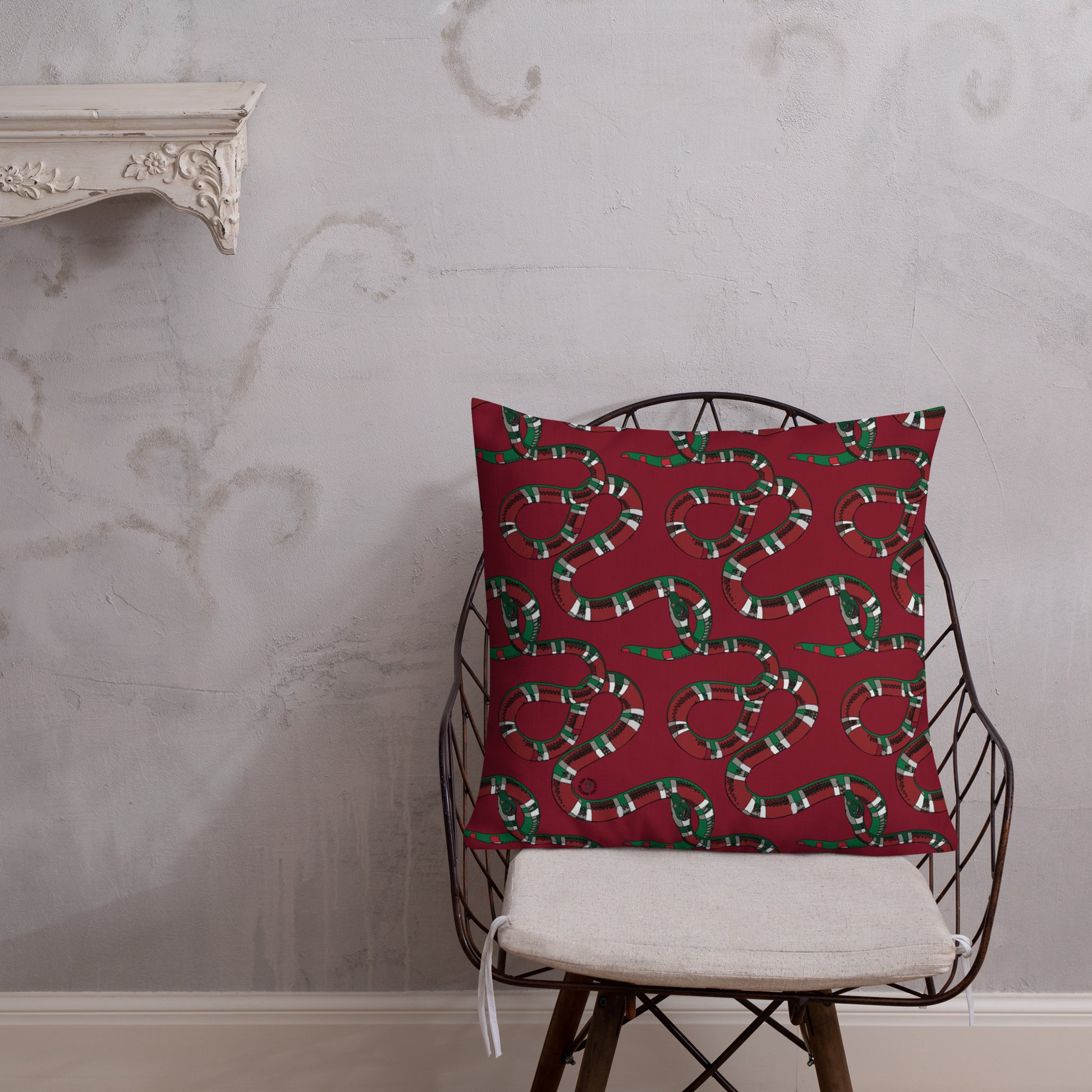 Designer Snakes On Red Premium Pillow - HipHatter