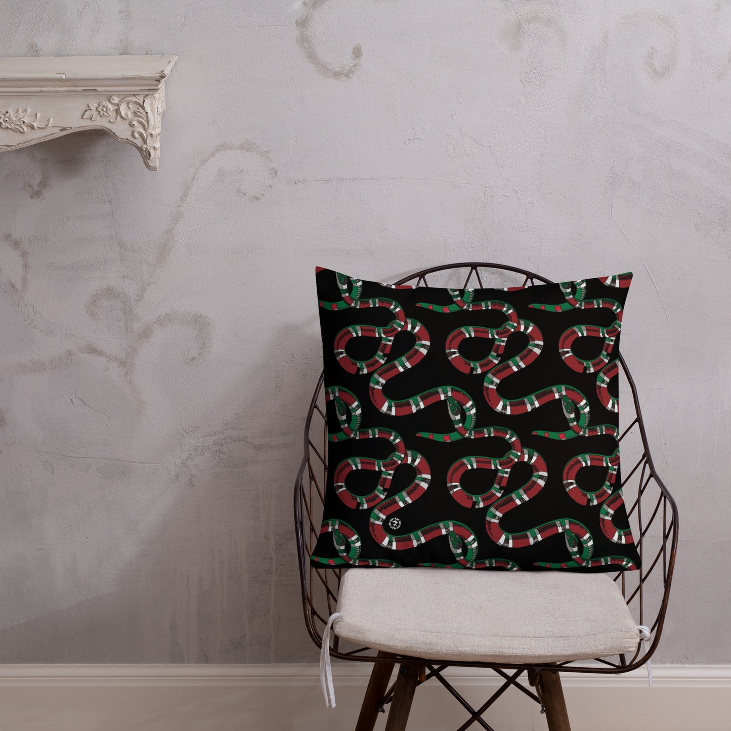 Designer Snakes On Black Premium Pillow - HipHatter