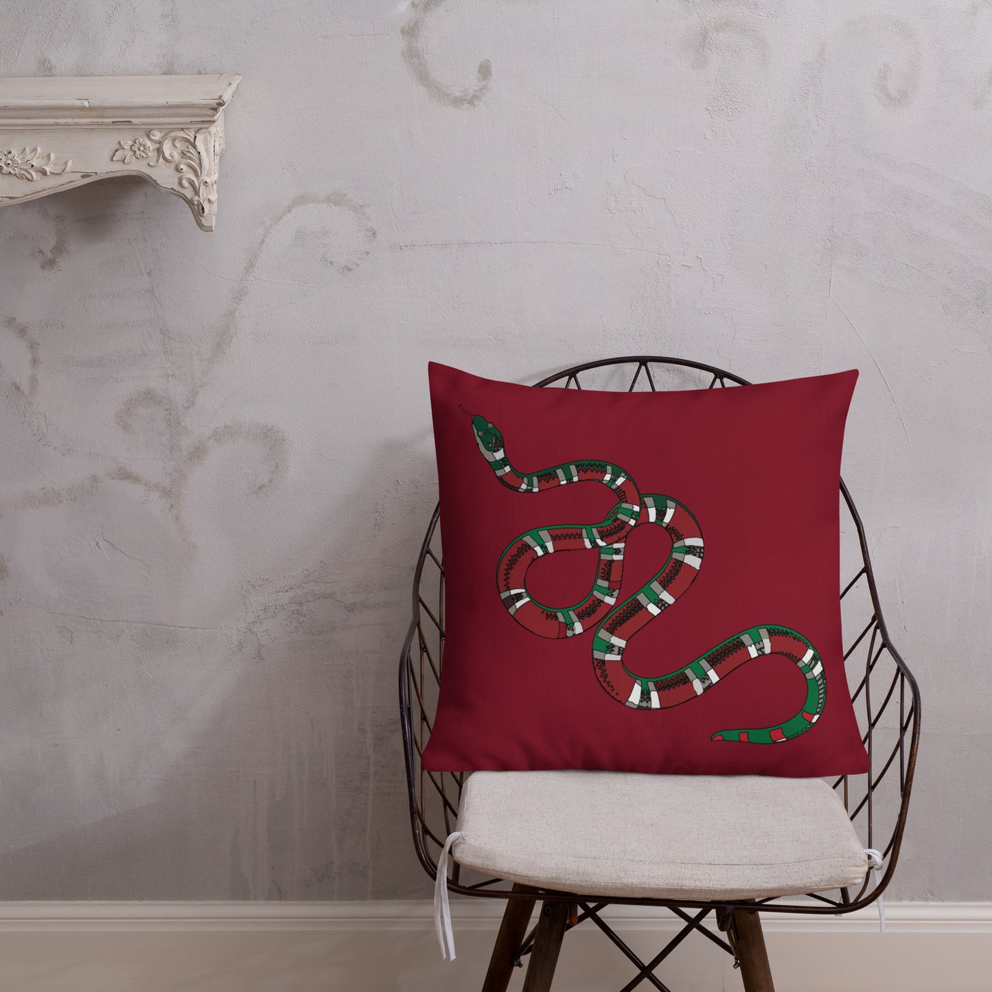 Designer Snakes On Red Premium Pillow - HipHatter