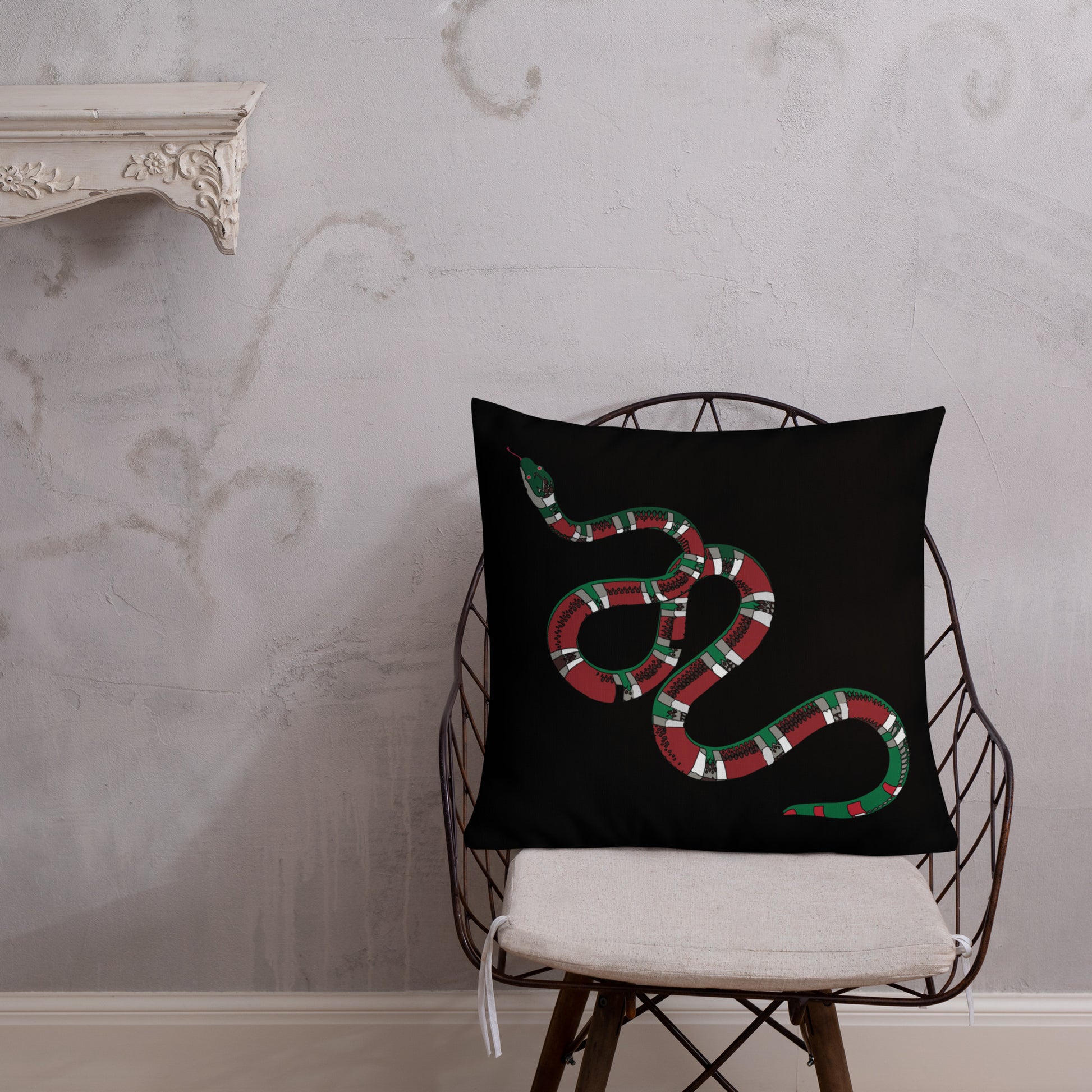 Designer Snakes On Black Premium Pillow - HipHatter