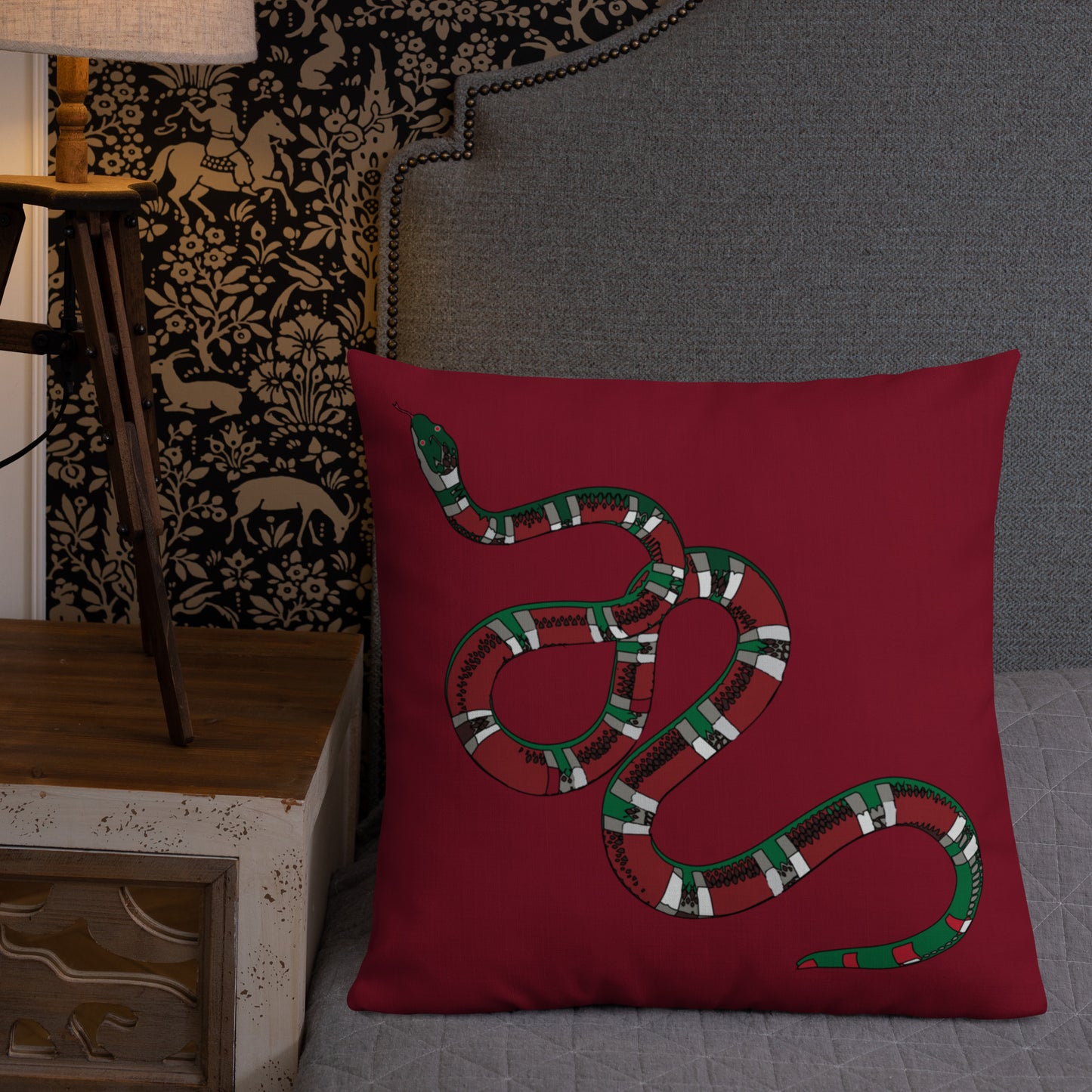 Designer Snakes On Red Premium Pillow - HipHatter
