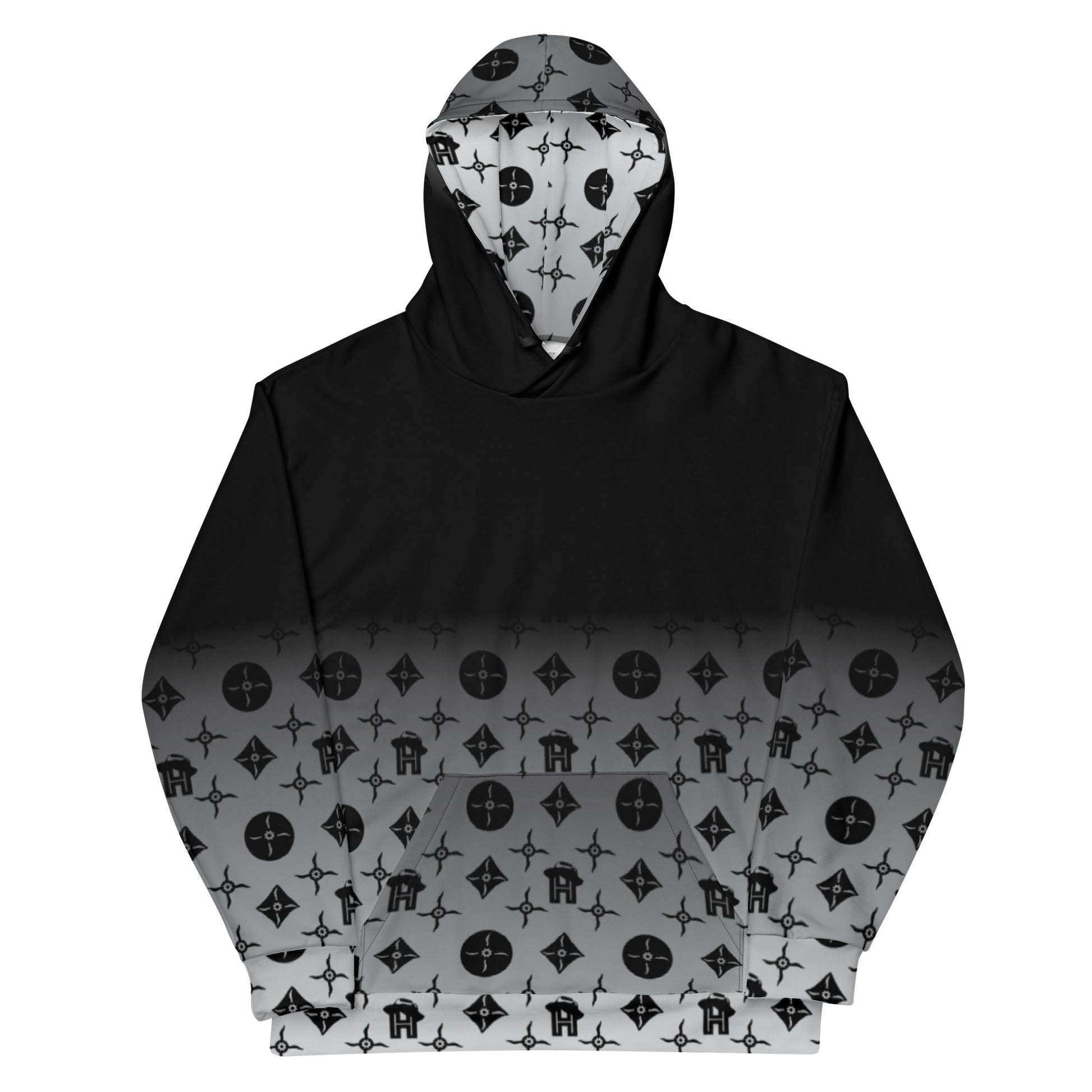 Look Closer Black and White Gradient Monogram Unisex Hoodie - HipHatter