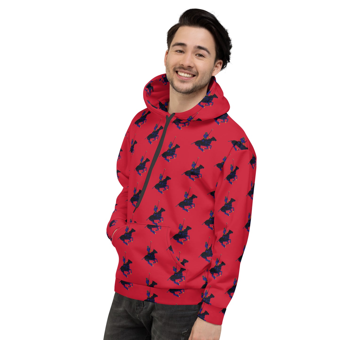 Red Polo Carib Pony Pattern  Unisex Hoodie - HipHatter