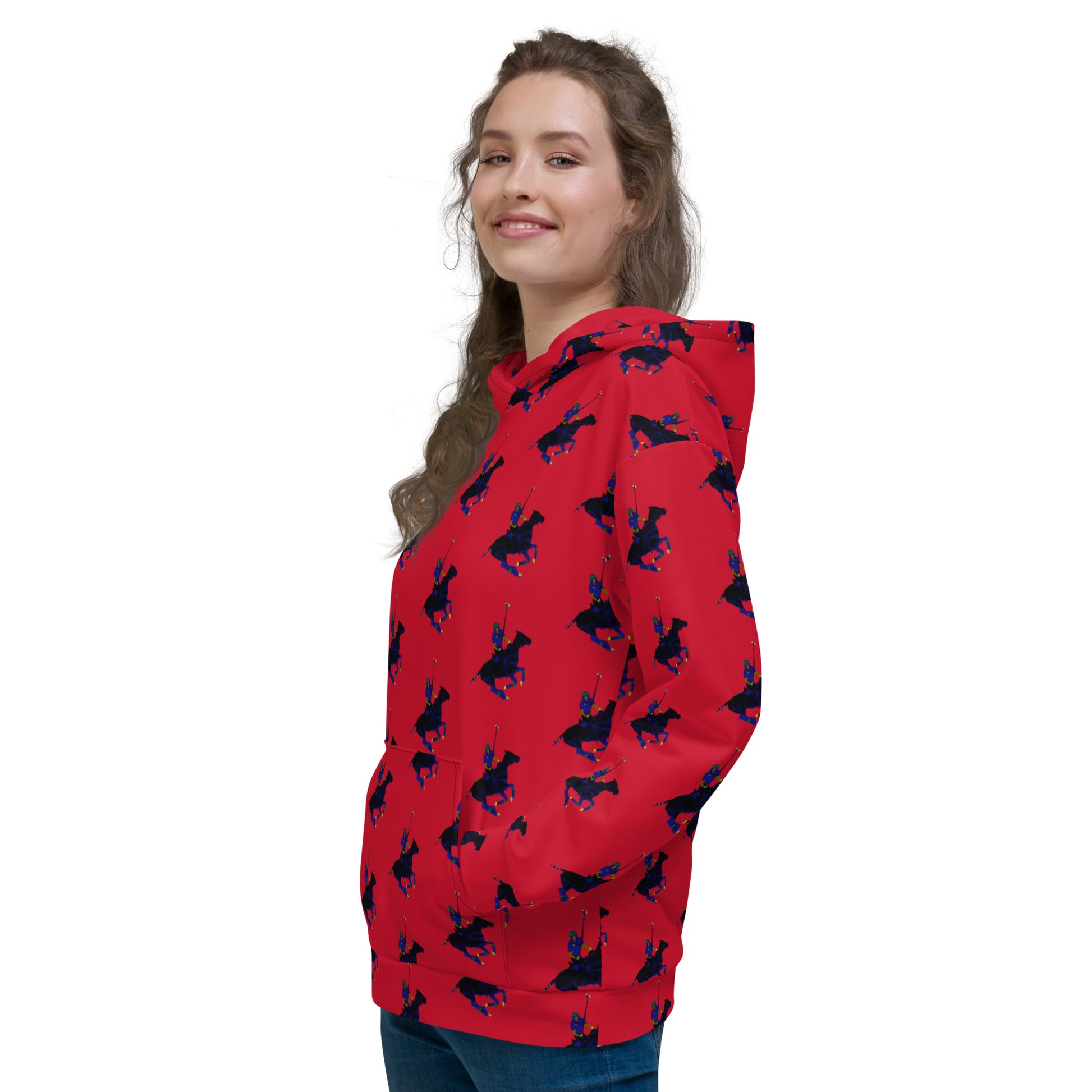 Red Polo Carib Pony Pattern  Unisex Hoodie - HipHatter