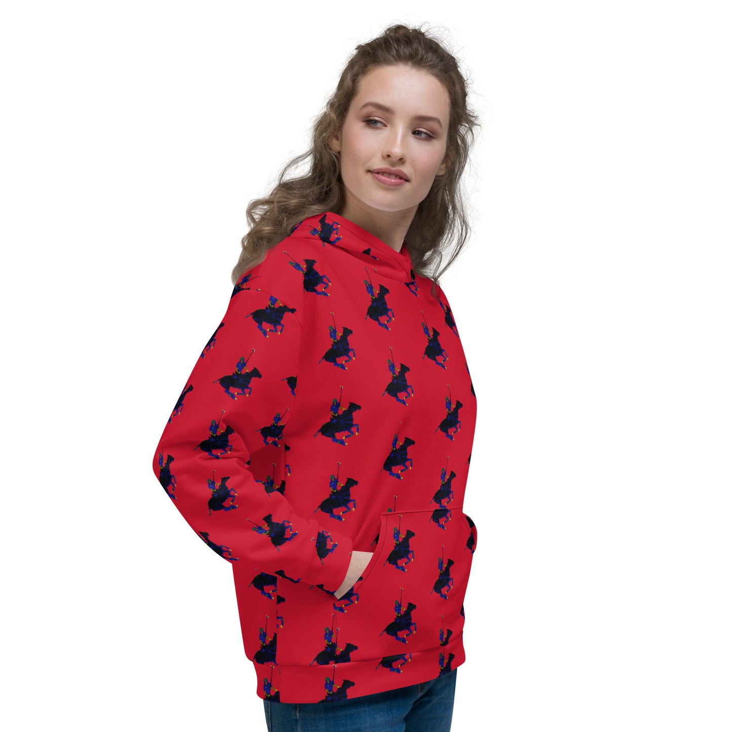 Red Polo Carib Pony Pattern  Unisex Hoodie - HipHatter