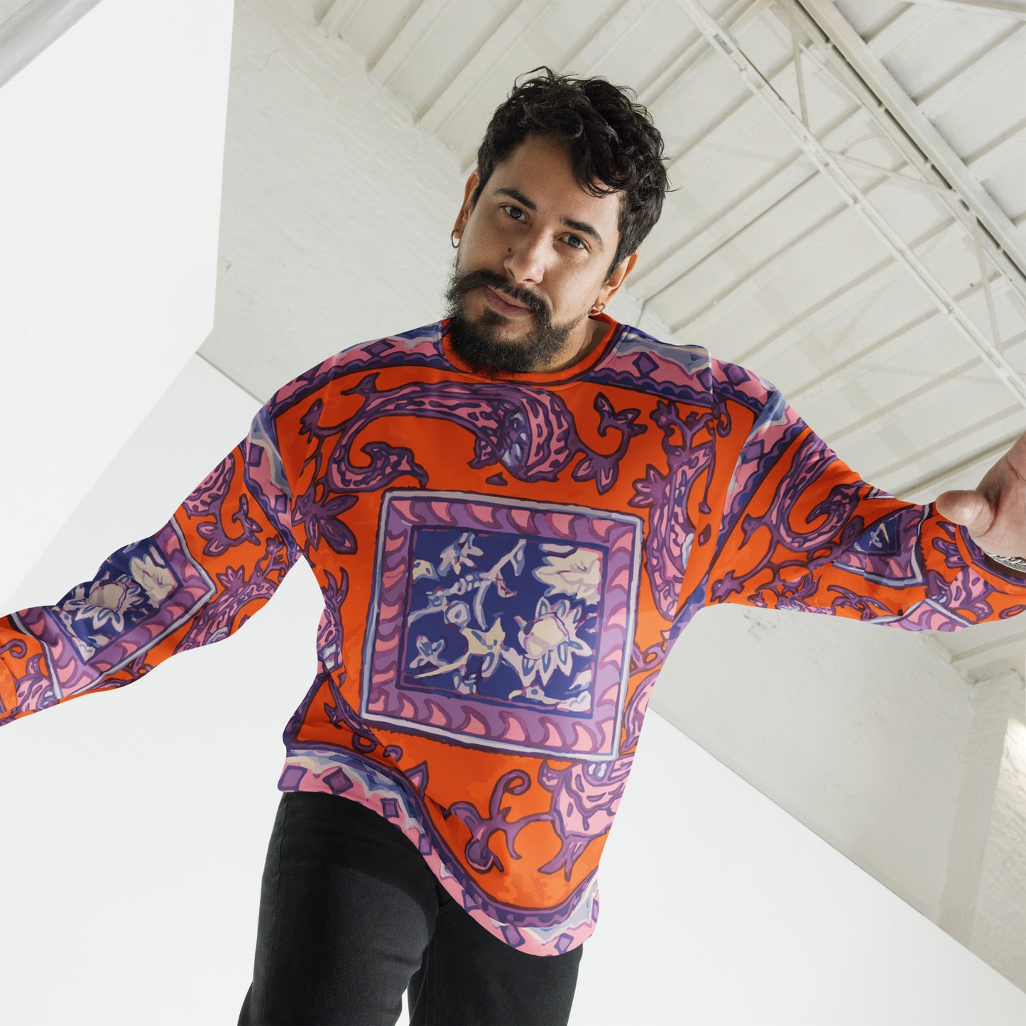 Orange Paisley La Rambla Unisex Sweatshirt - HipHatter