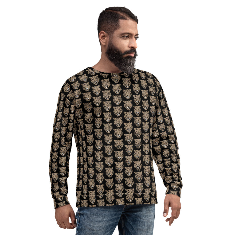 Gold Tiger Face Print Sweatshirt - HipHatter