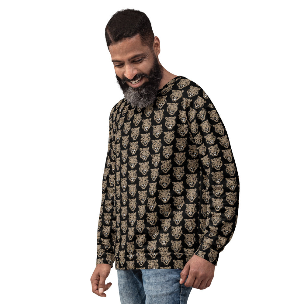 Gold Tiger Face Print Sweatshirt - HipHatter