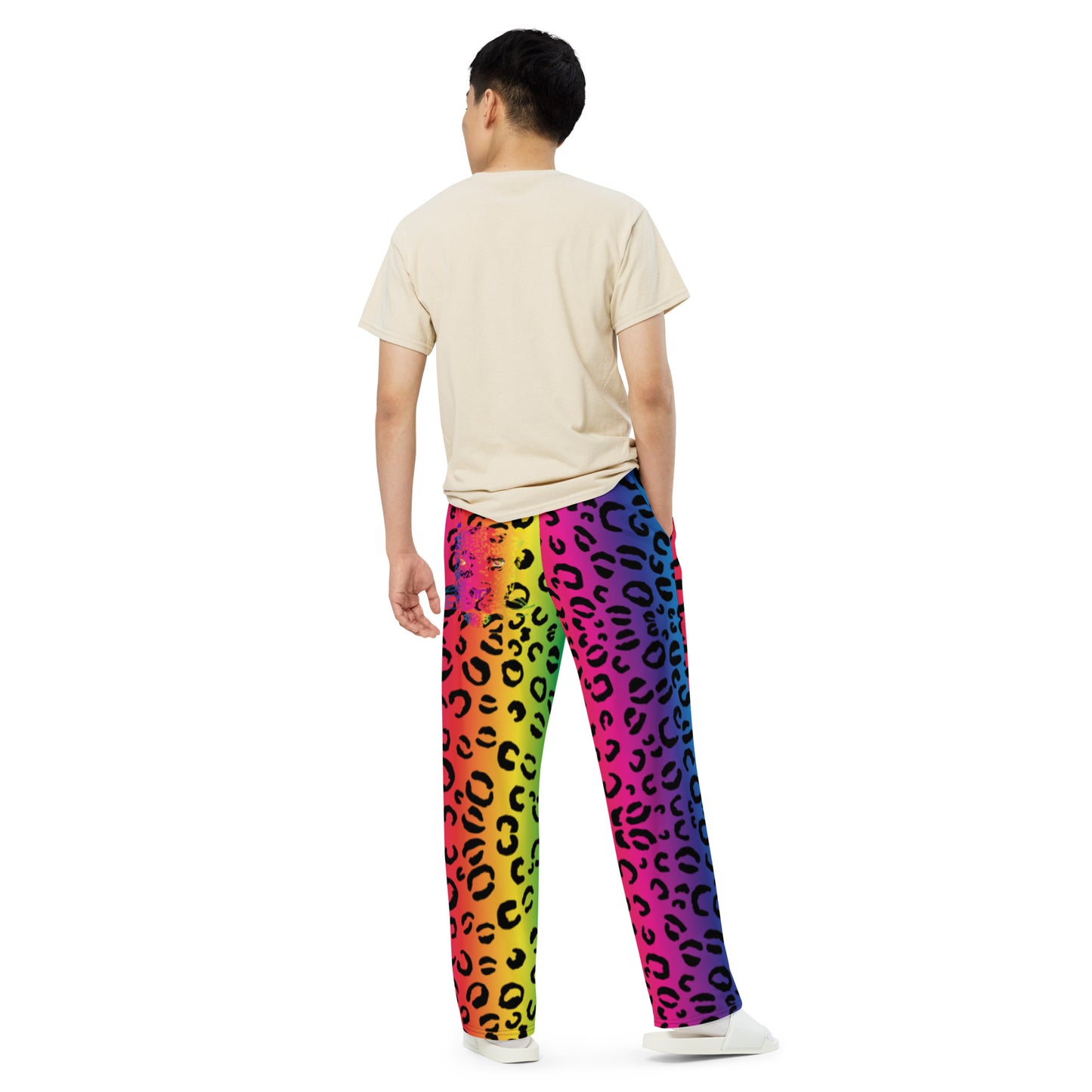Rainbow Safari Leopard Print Wide Leg Trousers - HipHatter