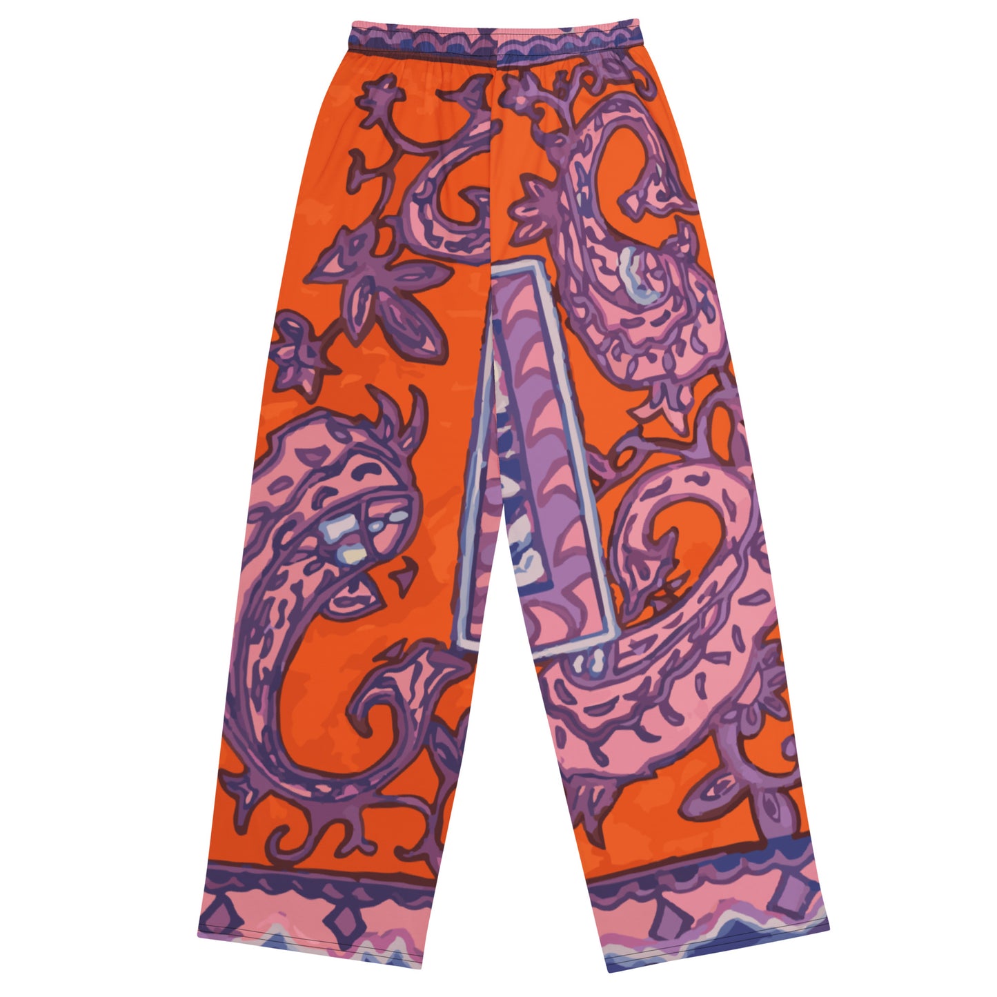 Orange Paisley La Rambla Unisex Wide-Leg Pants - HipHatter