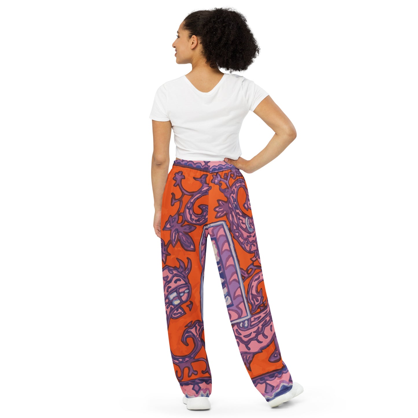 Orange Paisley La Rambla Unisex Wide-Leg Pants - HipHatter
