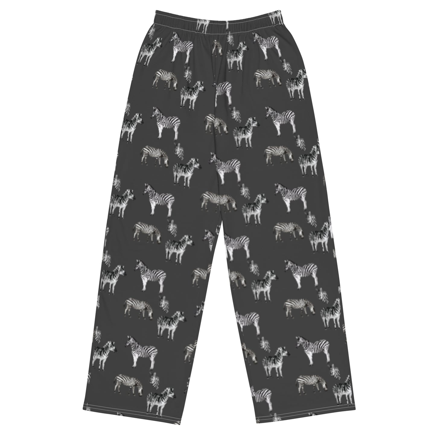 Charcoal Zebra Print Unisex Wide-Leg Trousers - HipHatter