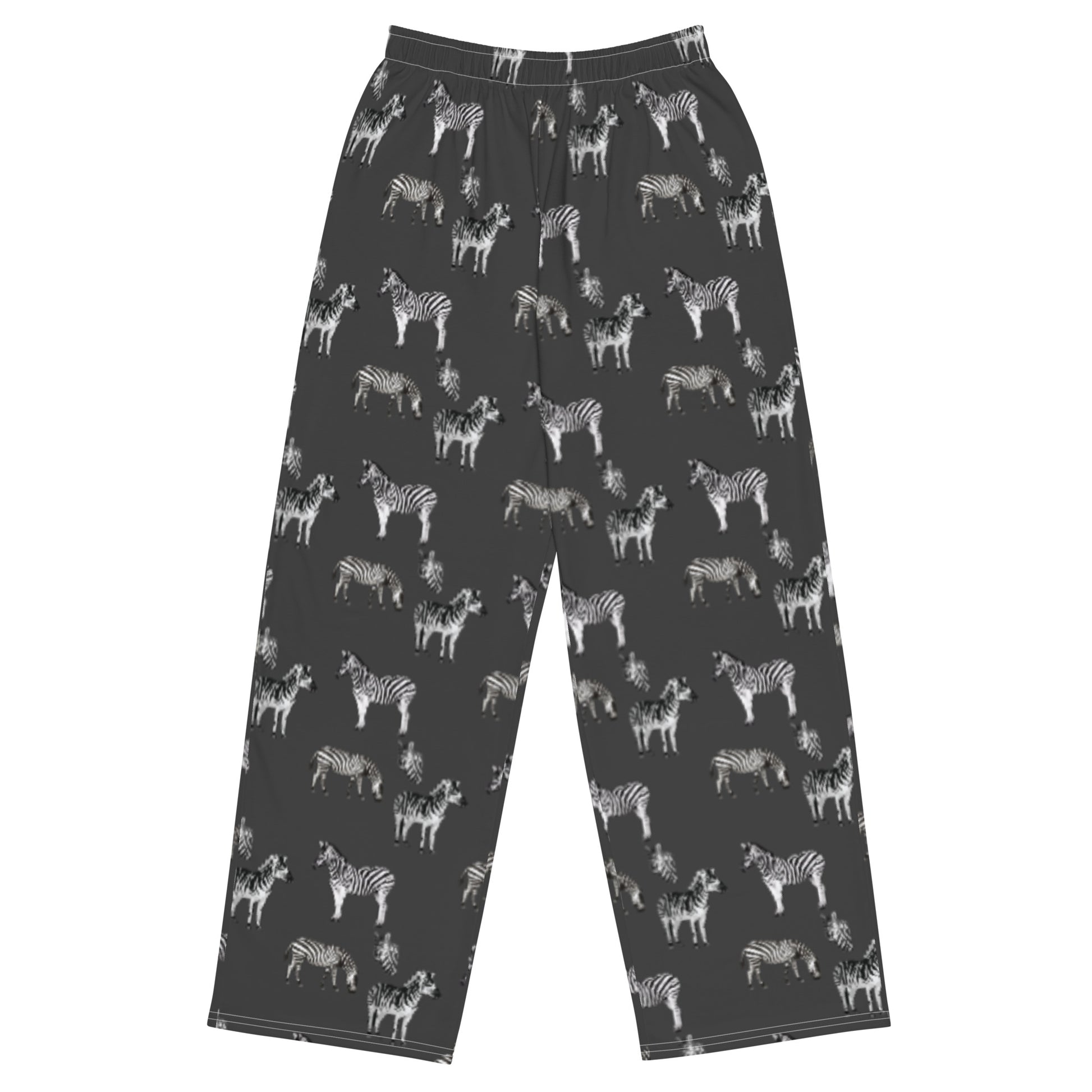 Charcoal Zebra Print Unisex Wide-Leg Trousers - HipHatter