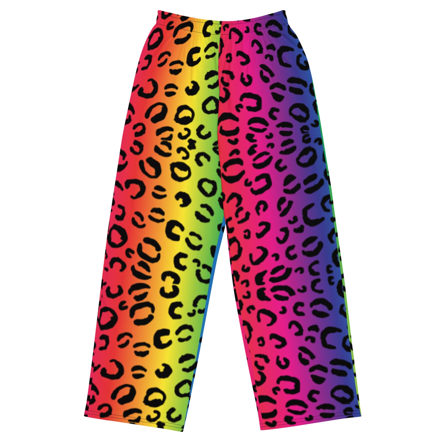 Rainbow Safari Leopard Print Wide Leg Trousers - HipHatter