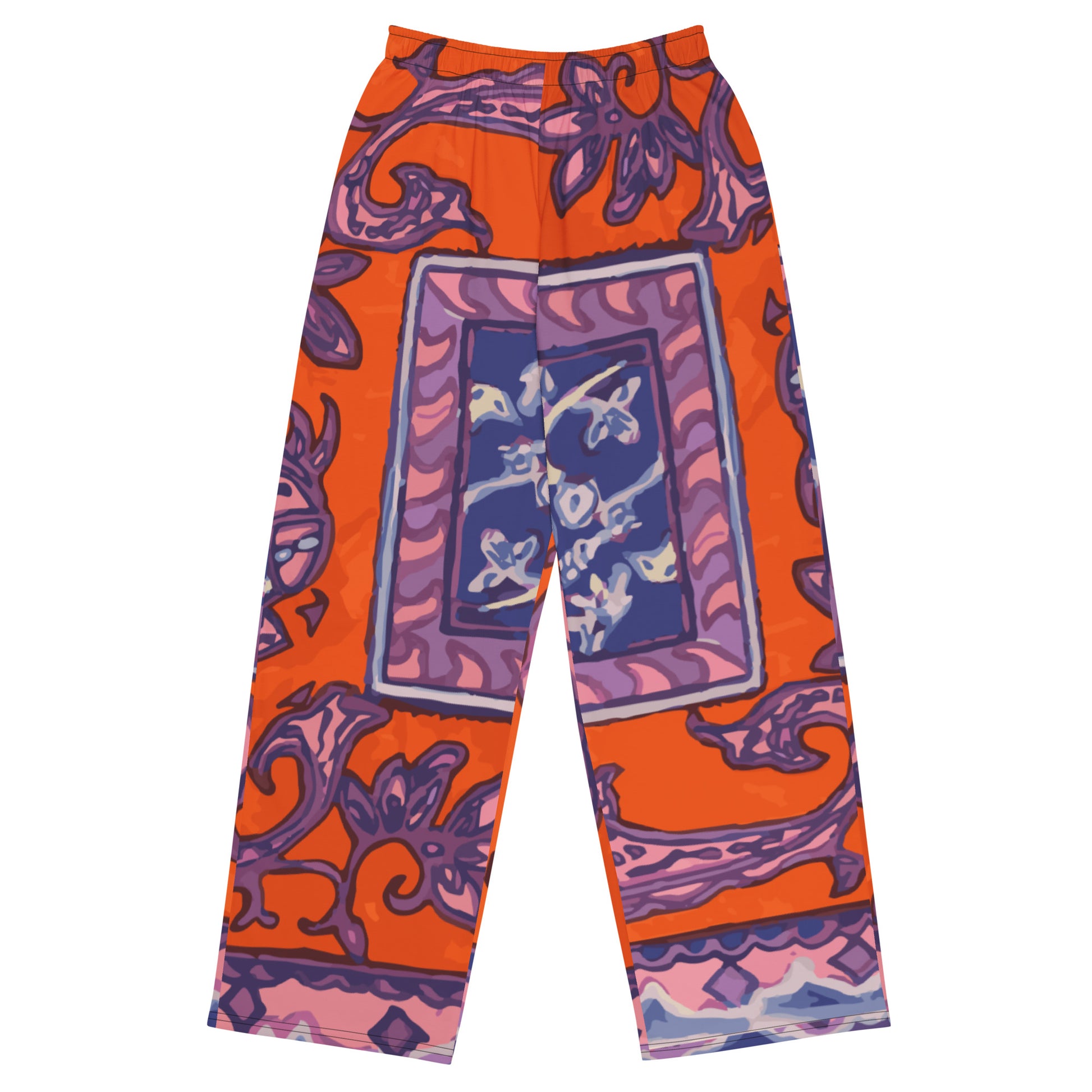 Orange Paisley La Rambla Unisex Wide-Leg Pants - Hip Hatter