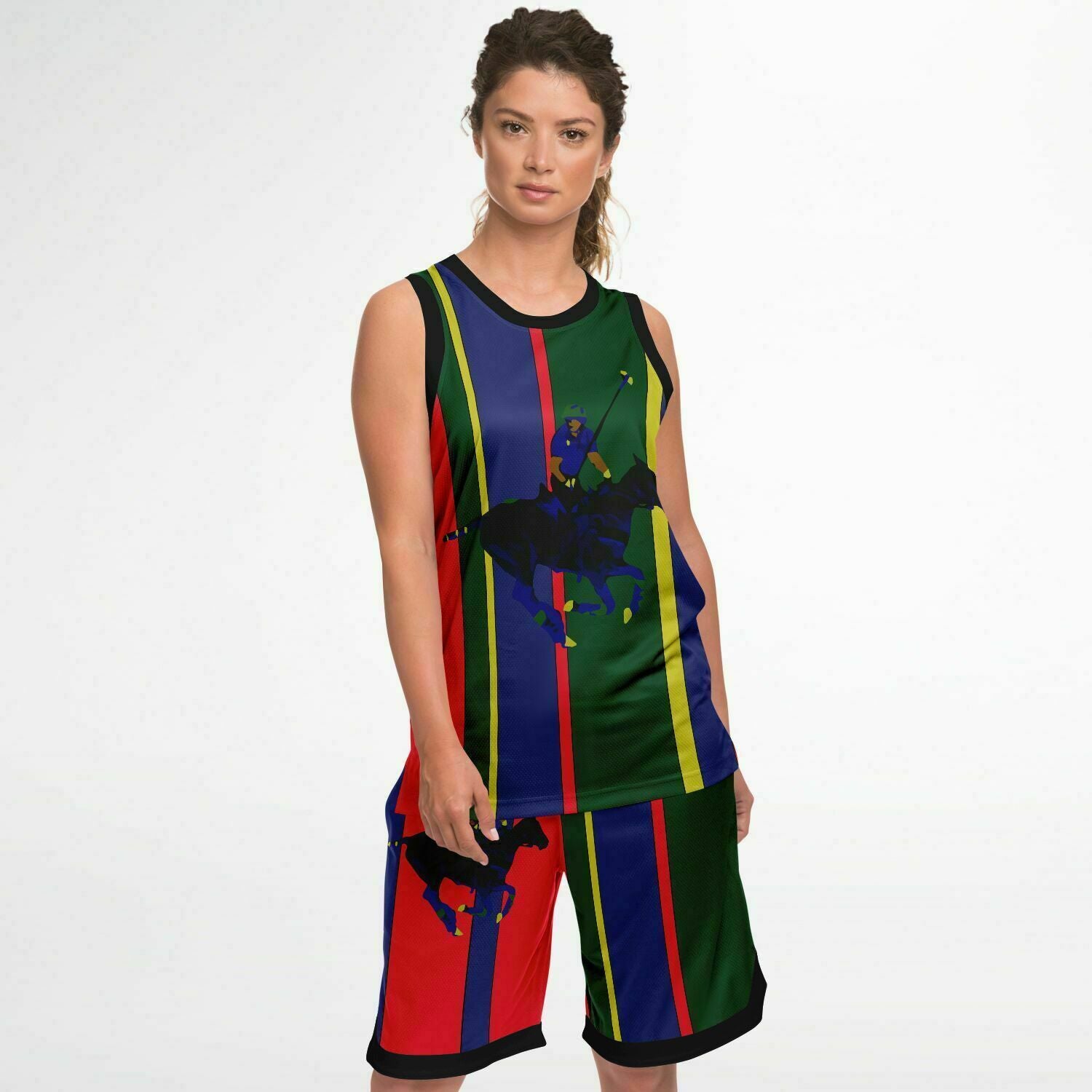 Polo Carib Striped Mesh Basketball Set Jersey and Shorts - HipHatter