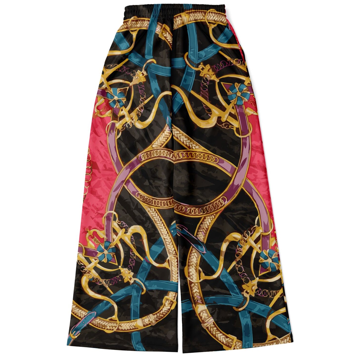 Luxury Pink Scarf Print Flare Trousers - HipHatter