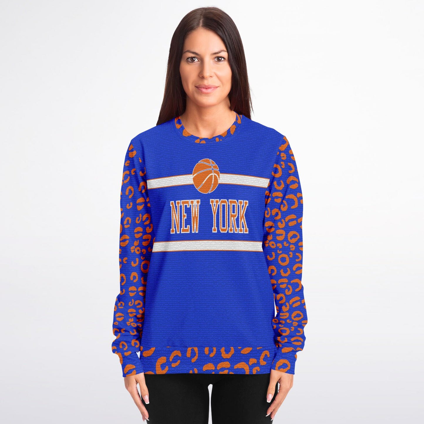New York Knicks Colour Inspired Mosaic Leopard Print Sweatshirt - HipHatter