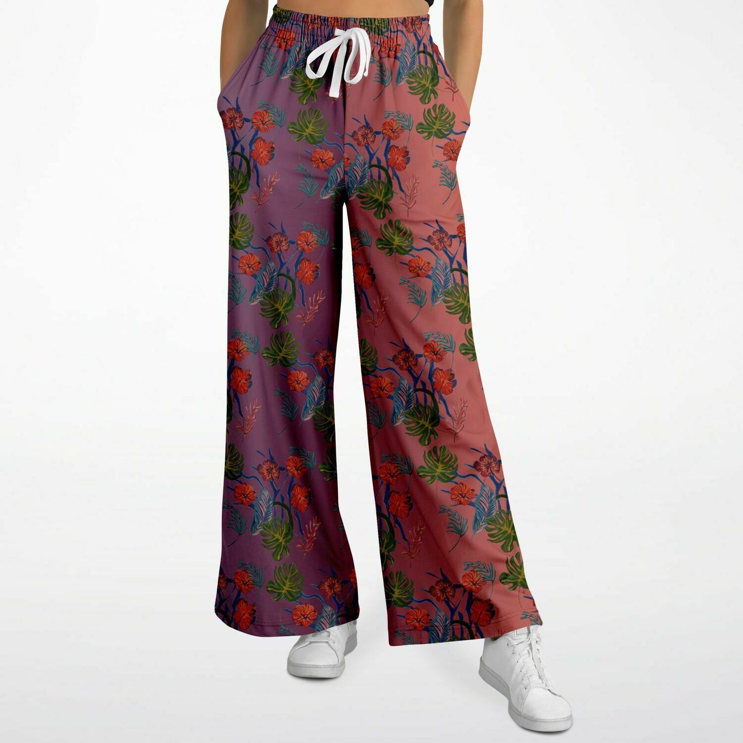 Tropical Floral Print Dawn Flare Trousers - HipHatter
