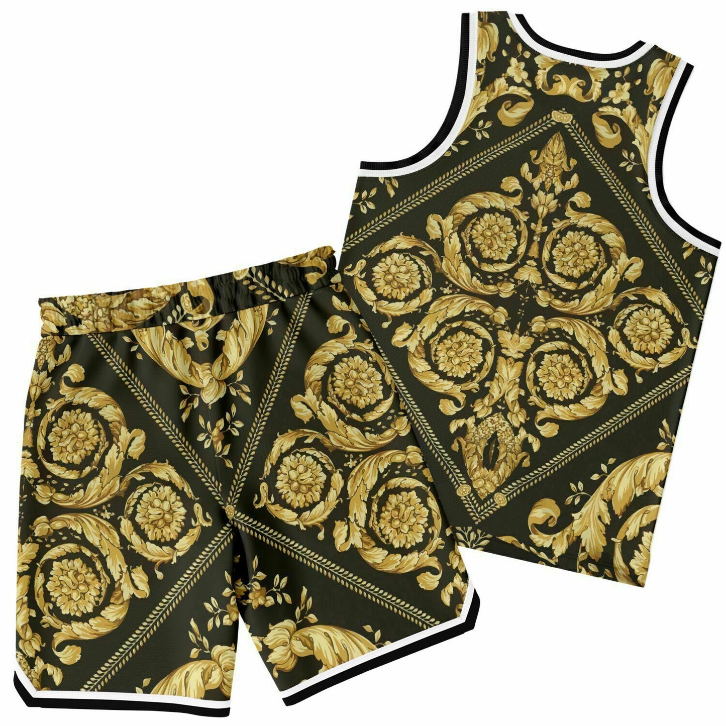 Baroque Print Basketball Set Jersey and Shorts - HipHatter