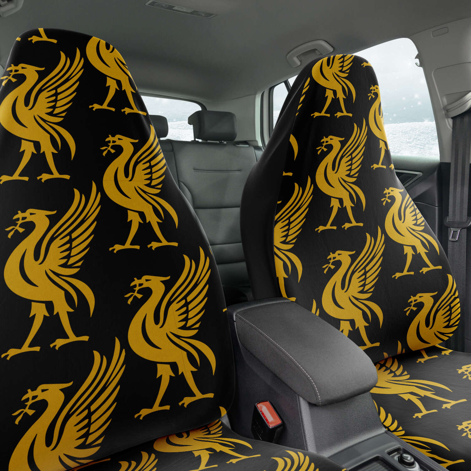 Liverpool Liver Bird Gold Pattern Car Seat Covers - HipHatter