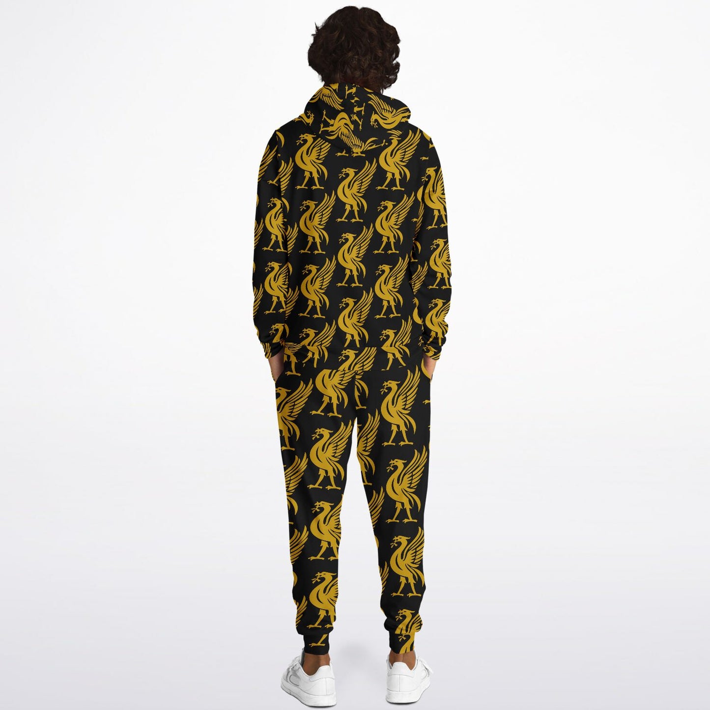 Liverpool Liver Bird Gold Pattern Hoodie and Sweatpants Outfit Set - HipHatter