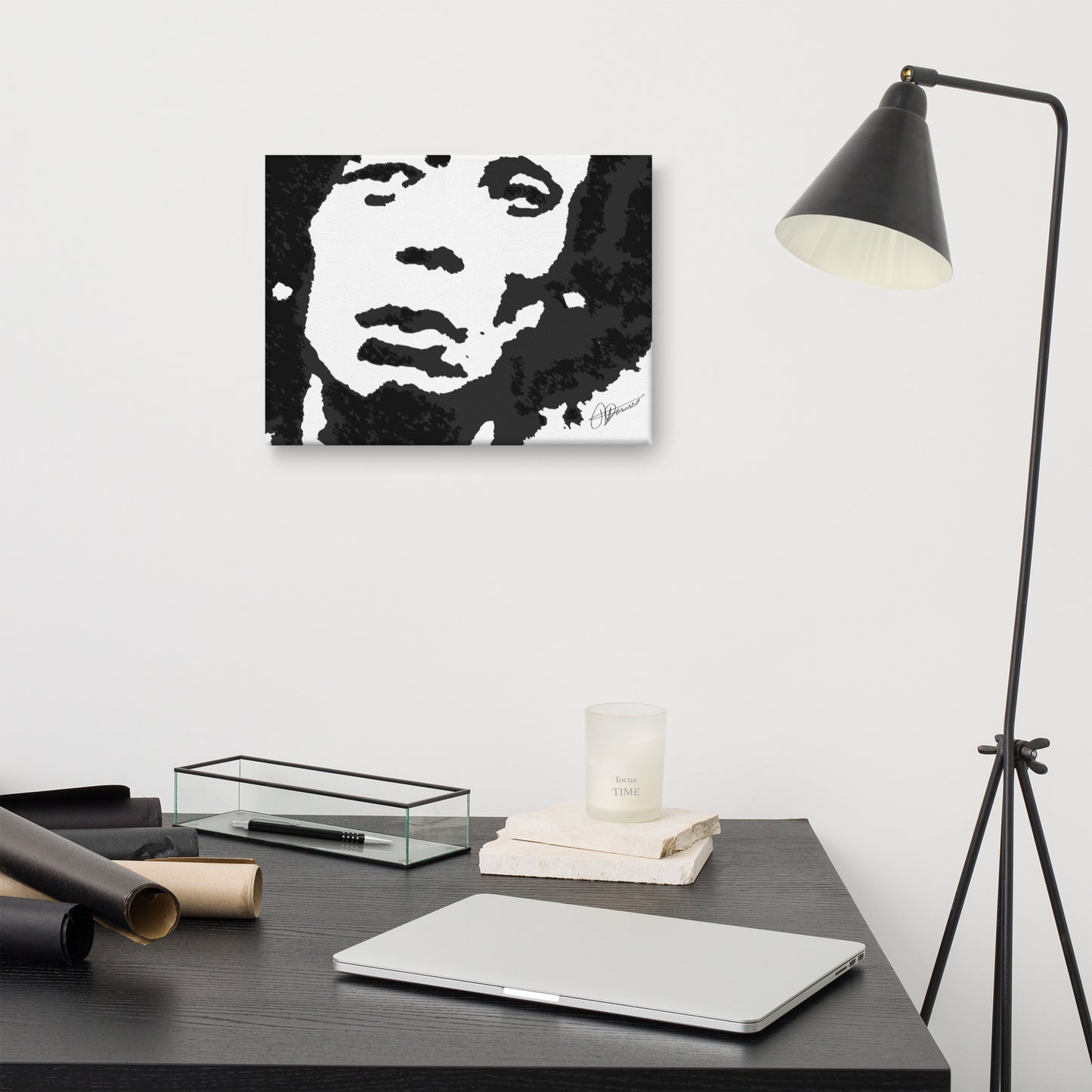 Inkblot Pop Art Marley On Black and White Canvas - HipHatter