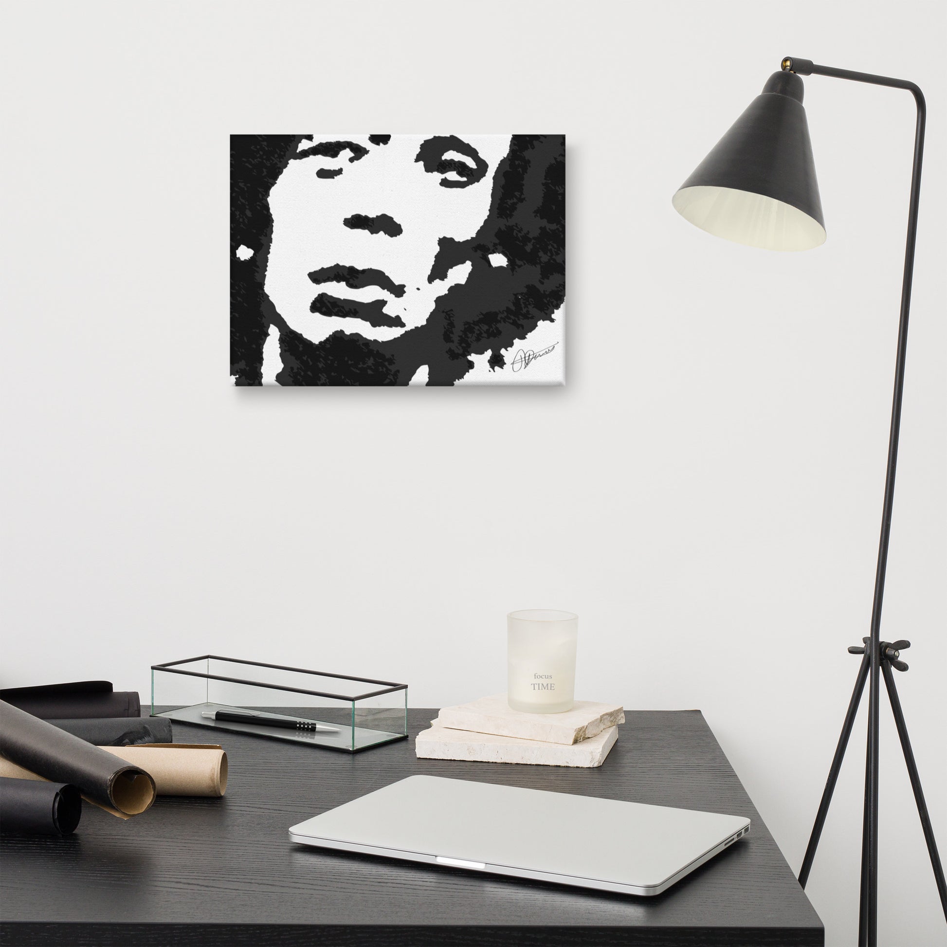 Inkblot Pop Art Marley On Black and White Canvas - HipHatter