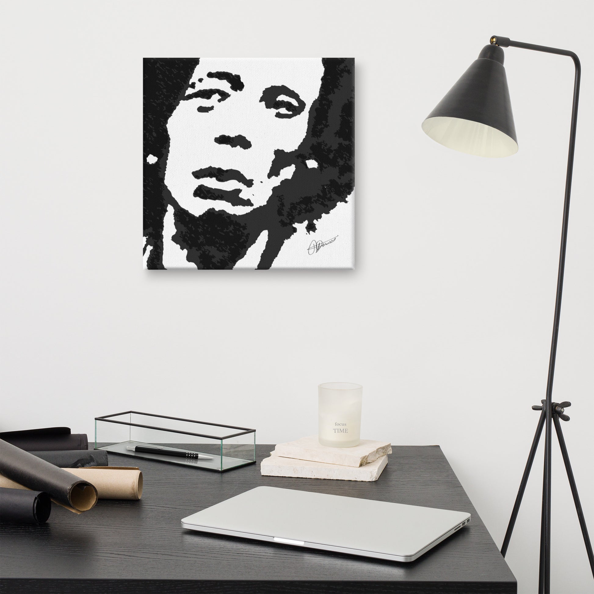 Inkblot Pop Art Marley On Black and White Canvas - HipHatter