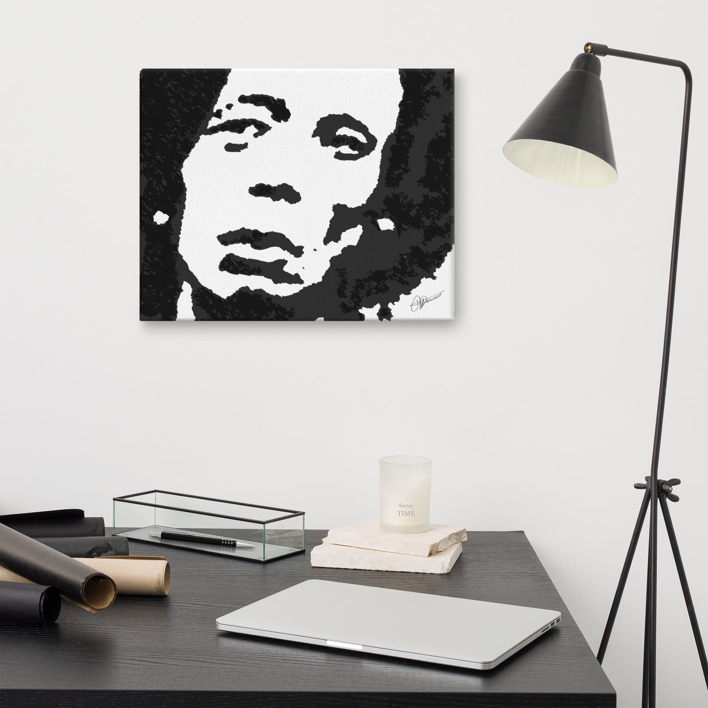 Inkblot Pop Art Marley On Black and White Canvas - HipHatter