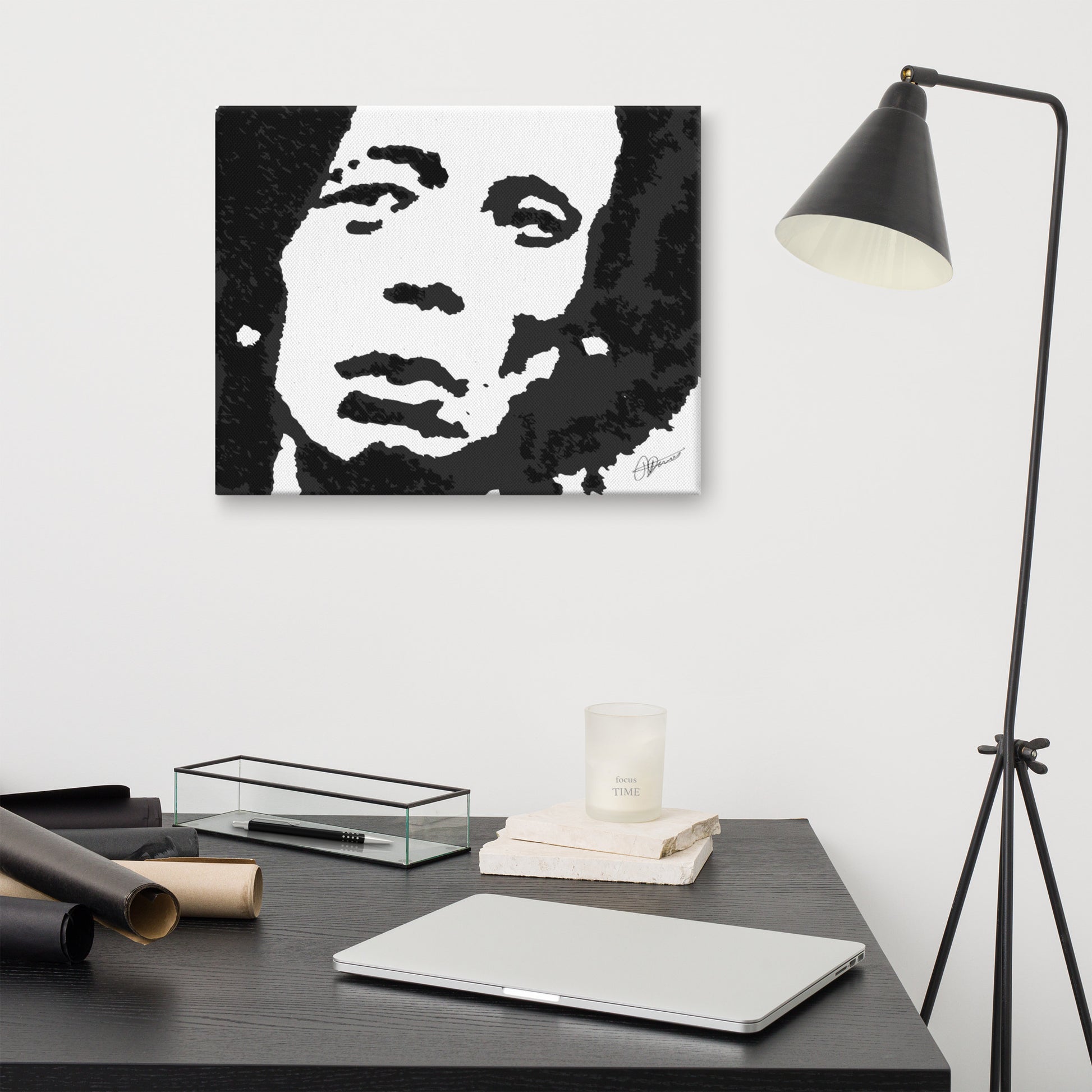 Inkblot Pop Art Marley On Black and White Canvas - HipHatter