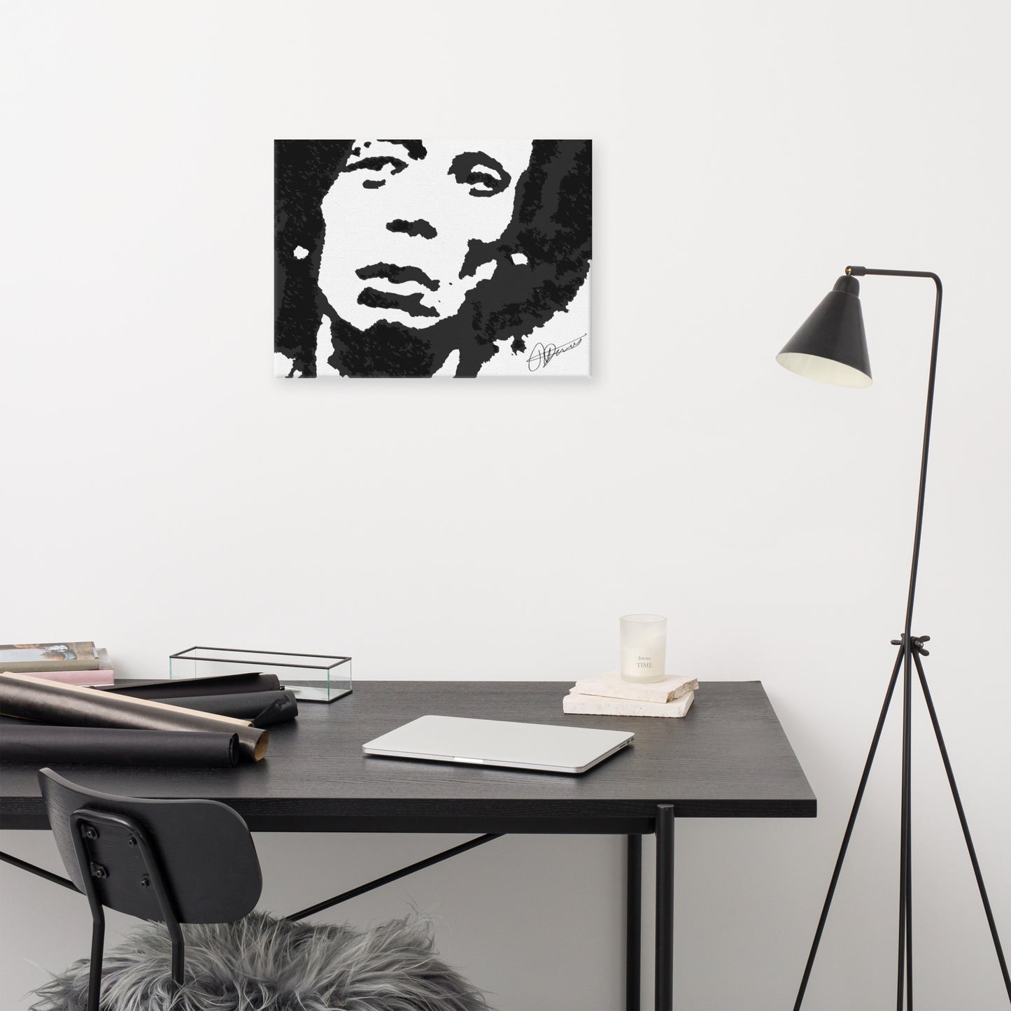 Inkblot Pop Art Marley On Black and White Canvas - HipHatter