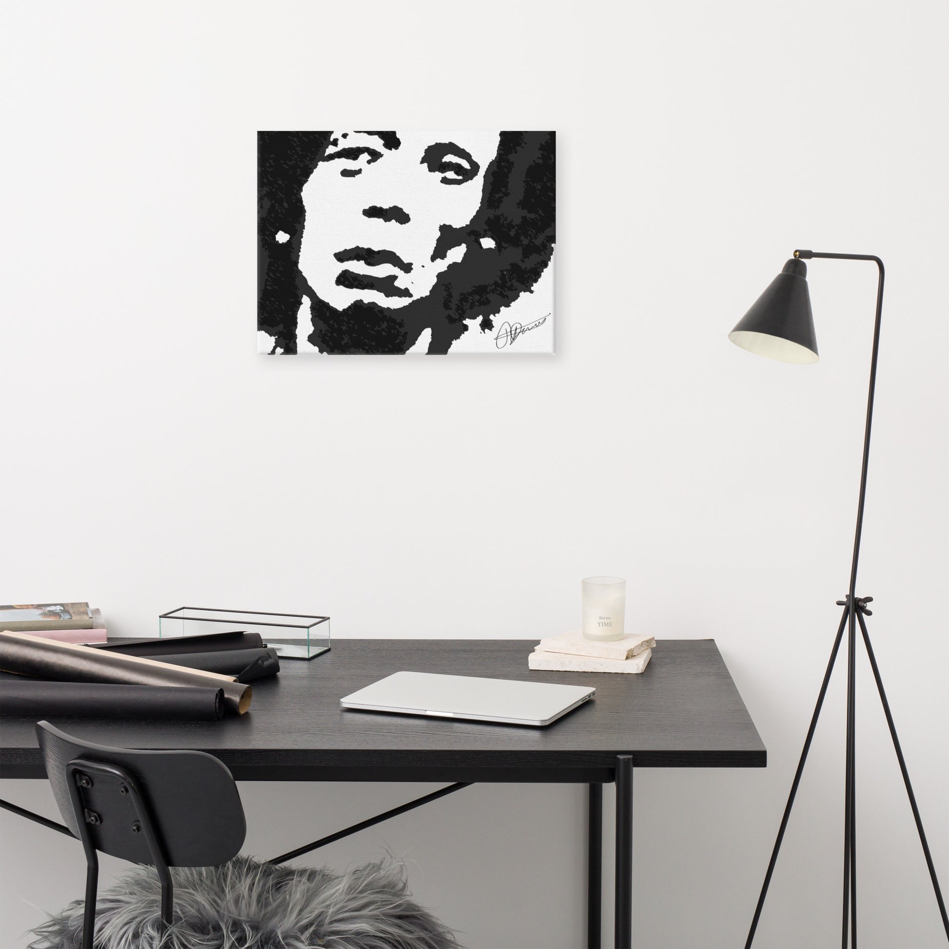Inkblot Pop Art Marley On Black and White Canvas - HipHatter