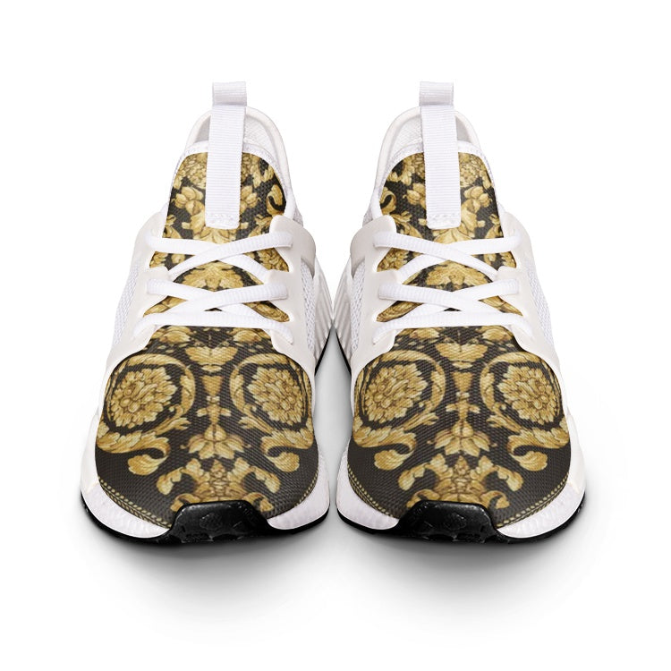 Baroque Gold Scarf Print Unisex Lightweight Sneakers - HipHatter