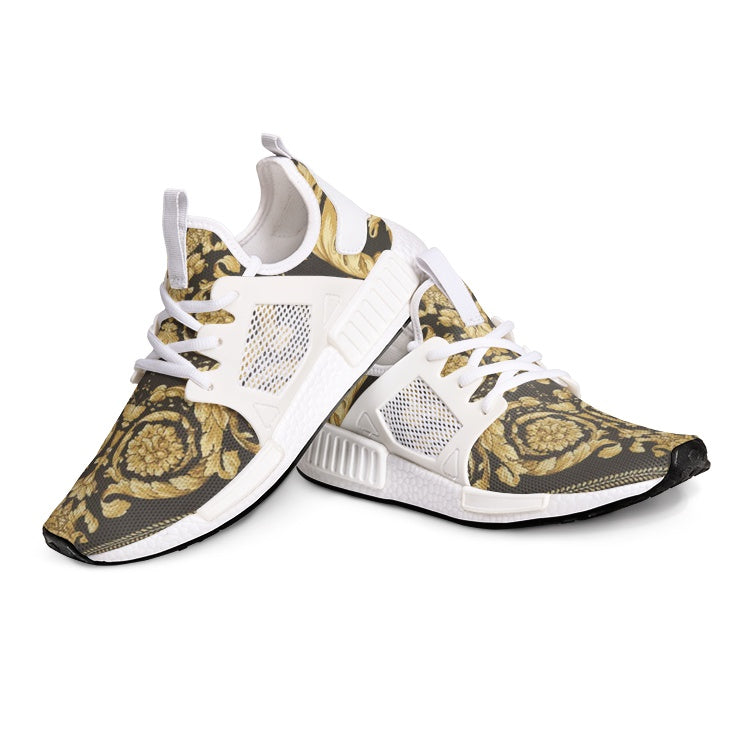 Baroque Gold Scarf Print Unisex Lightweight Sneakers - HipHatter