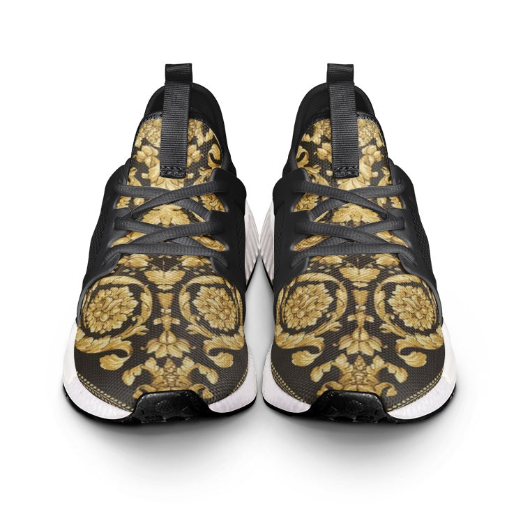 Baroque Gold Scarf Print Unisex Lightweight Sneakers - HipHatter