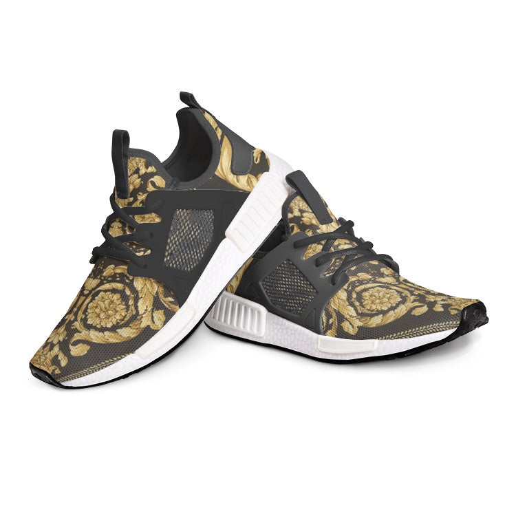 Baroque Gold Scarf Print Unisex Lightweight Sneakers - HipHatter