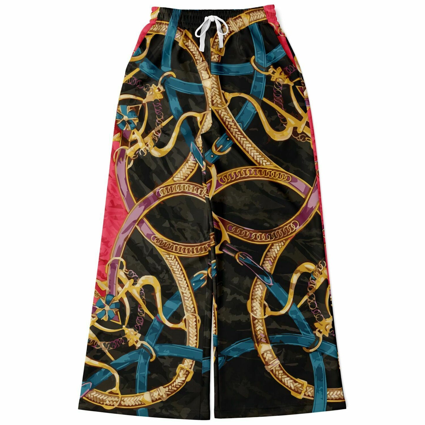 Luxury Pink Scarf Print Flare Trousers - HipHatter