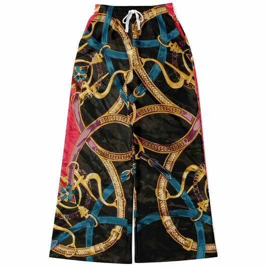 Luxury Pink Scarf Print Flare Trousers - HipHatter