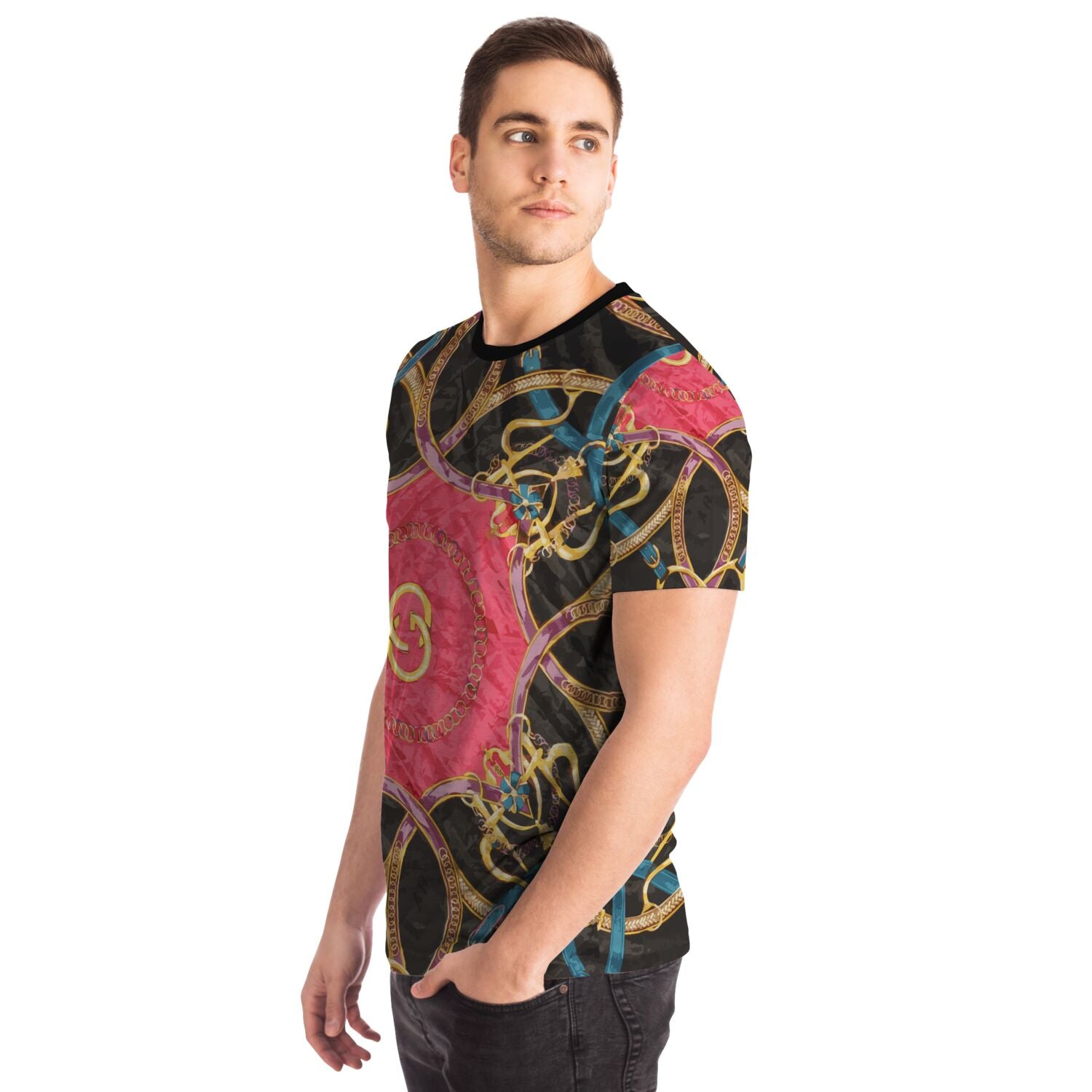 Luxury Pink Scarf Print T Shirt - HipHatter