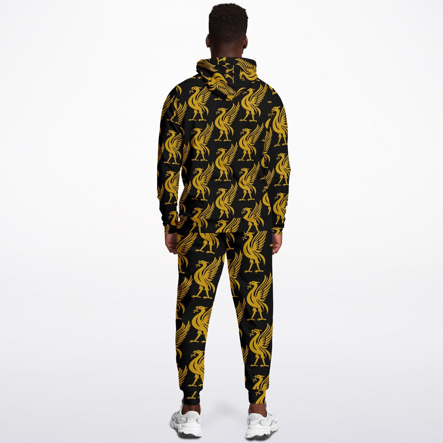 Liverpool Liver Bird Gold Pattern Hoodie and Sweatpants Outfit Set - HipHatter