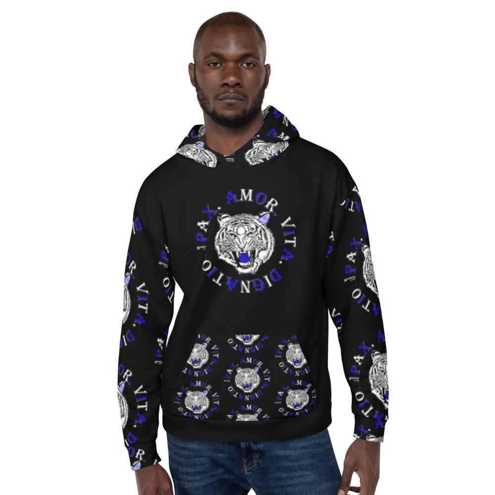 Real Tiger Motto Hoodie Blue - HipHatter