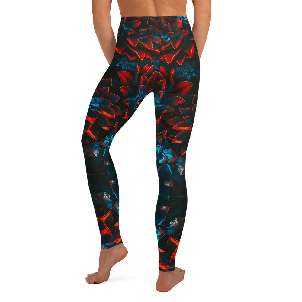 Autumn Flowers Print Yoga Leggings - HipHatter