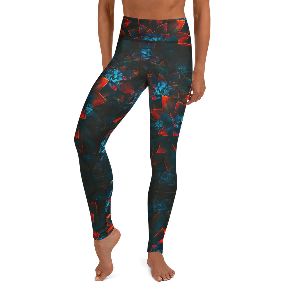 Autumn Flowers Print Yoga Leggings - HipHatter