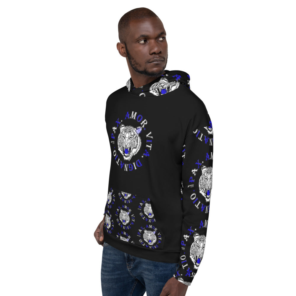 Real Tiger Motto Hoodie Blue - HipHatter
