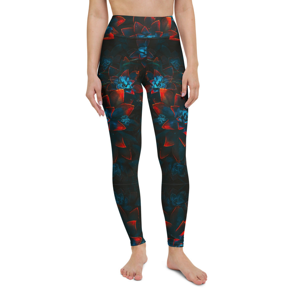 Autumn Flowers Print Yoga Leggings - HipHatter
