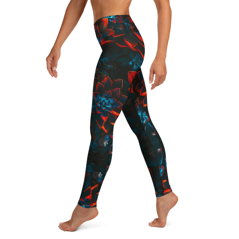 Autumn Flowers Print Yoga Leggings - HipHatter