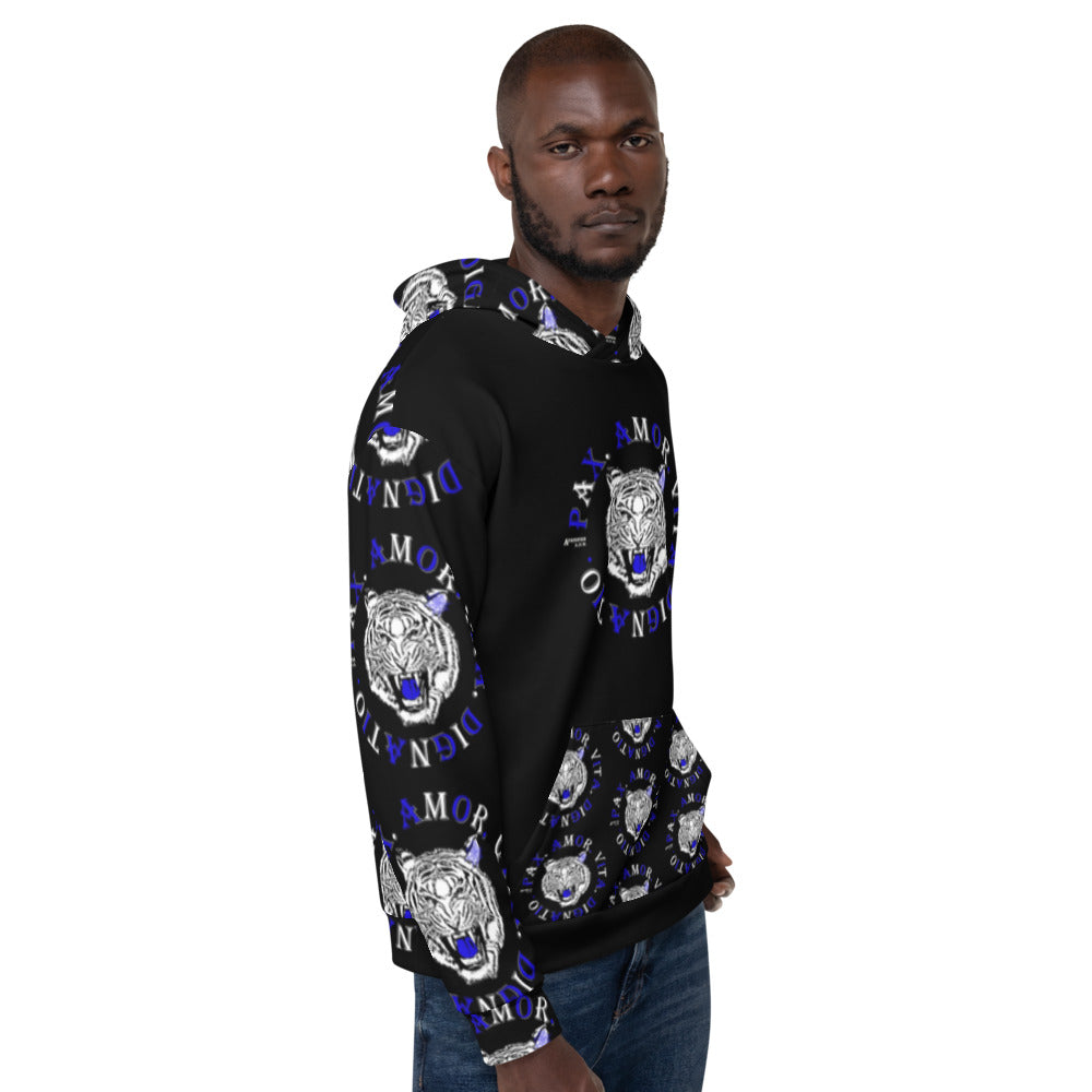 Real Tiger Motto Hoodie Blue - HipHatter